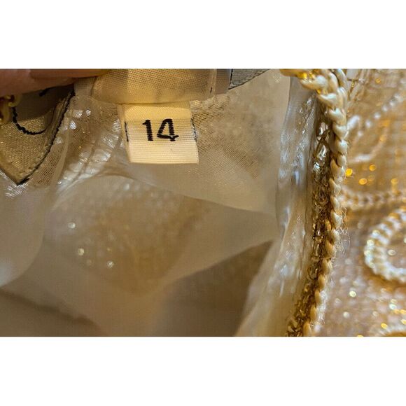 Farinae Collections Womens Evening 3 Pc Suit Size XLarge 14 Vintage Open Gold - Picture 9 of 10